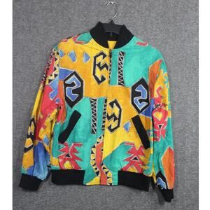 Vintage d.Frank 80's Glam Funky Colorful Bomber Jacket Women's 8